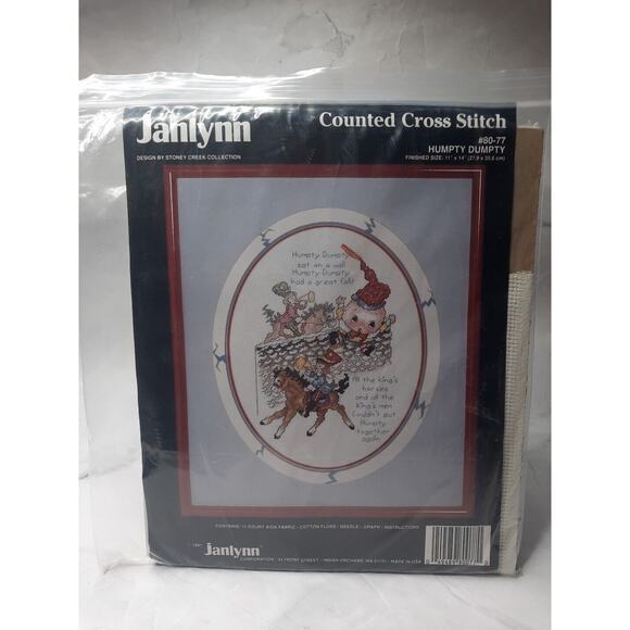 Janlynn Counted Cross Stitch Kit Humpty Dumpty 80 77 Vintage 1991 - Picture 1 of 6